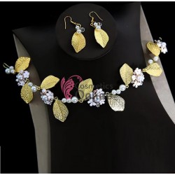 Tiara Ti027 Auriu pentru mirese cu cristale + 1 pereche de cercei